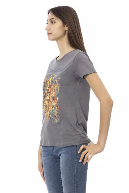 T-shirt da donna Trussardi Action in cotone grigio