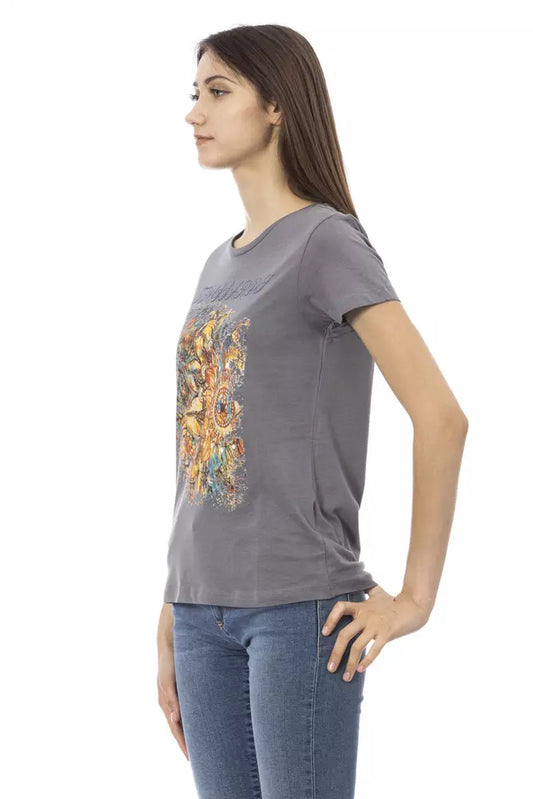 T-shirt da donna Trussardi Action in cotone grigio