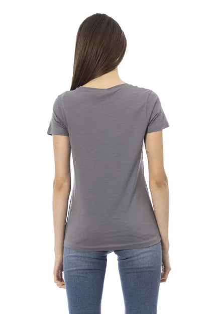 T-shirt da donna Trussardi Action in cotone grigio