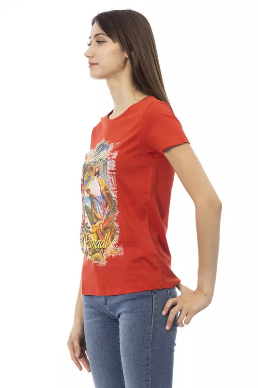 T-shirt da donna in cotone rosso Trussardi Action