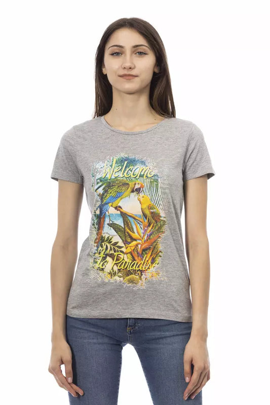 T-shirt da donna Trussardi Action in cotone grigio