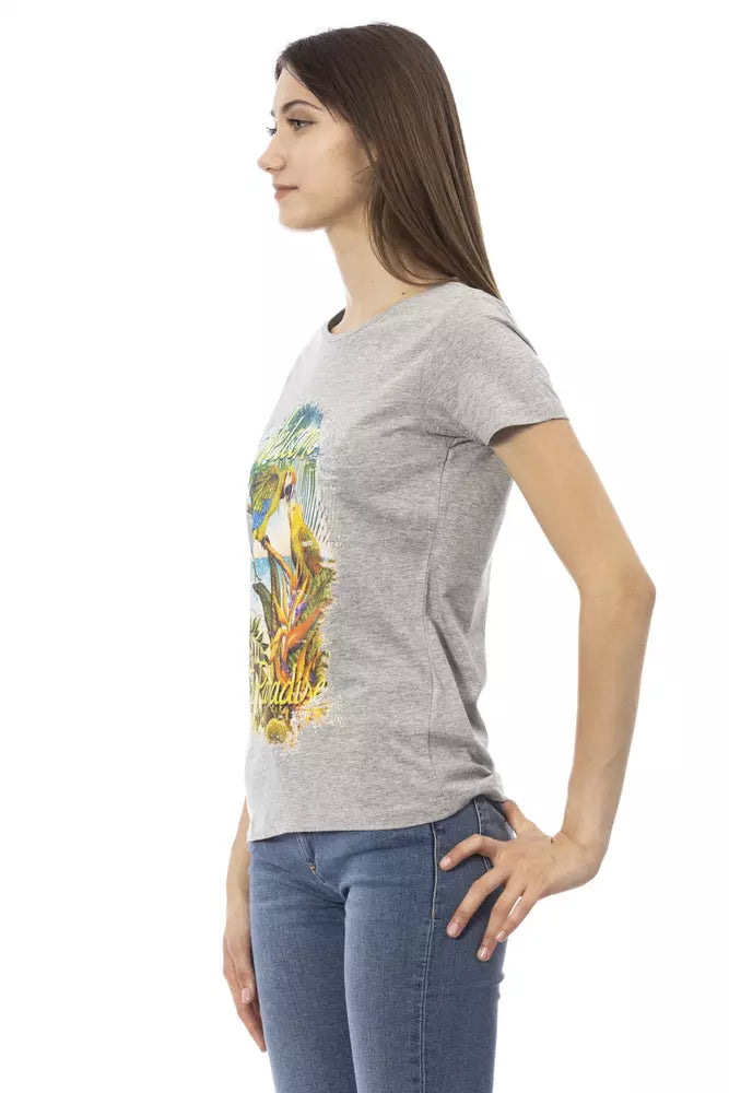 T-shirt da donna Trussardi Action in cotone grigio