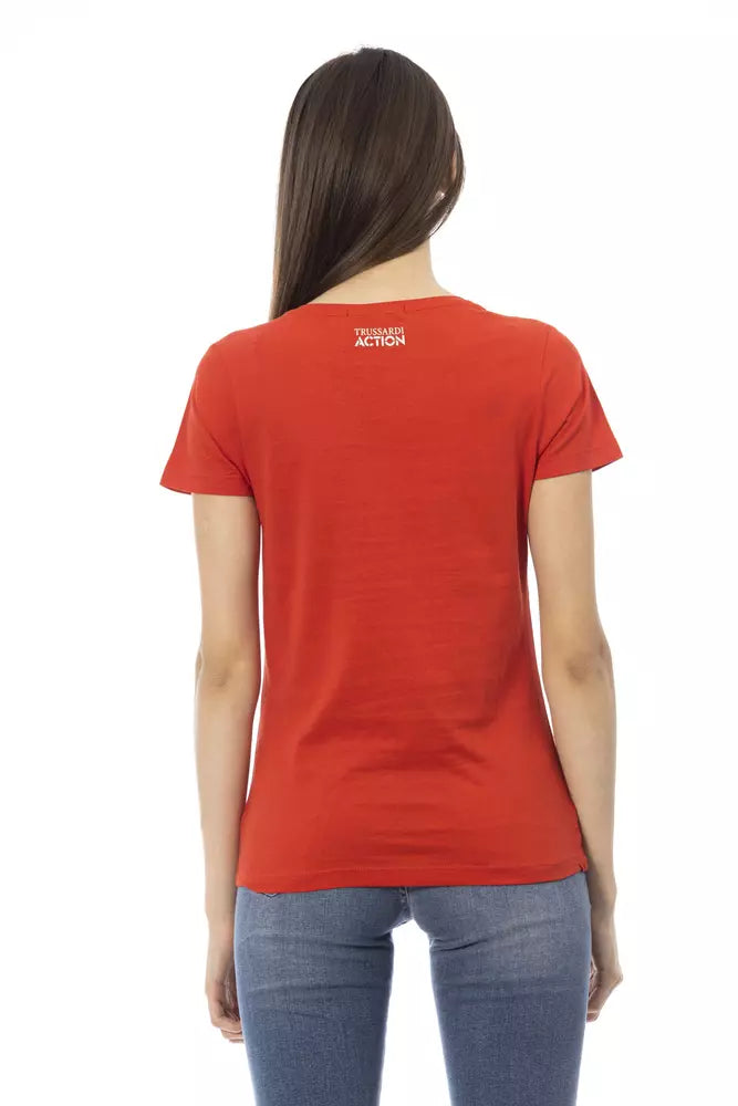 T-shirt da donna in cotone rosso Trussardi Action