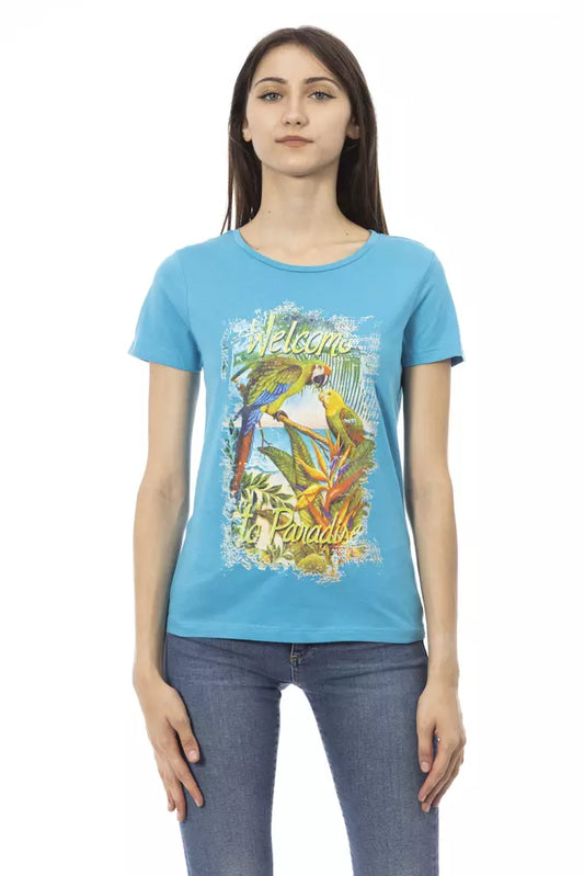 T-shirt da donna in cotone azzurro Trussardi Action