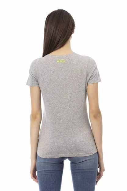 T-shirt da donna Trussardi Action in cotone grigio