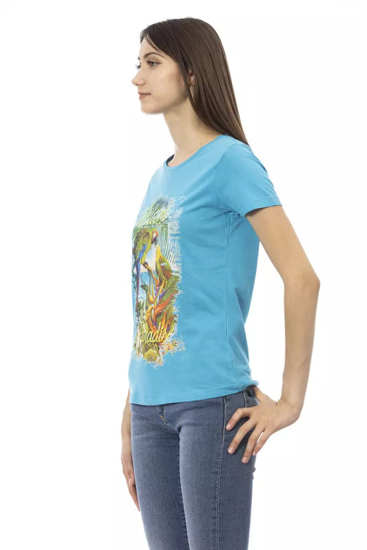 T-shirt da donna in cotone azzurro Trussardi Action