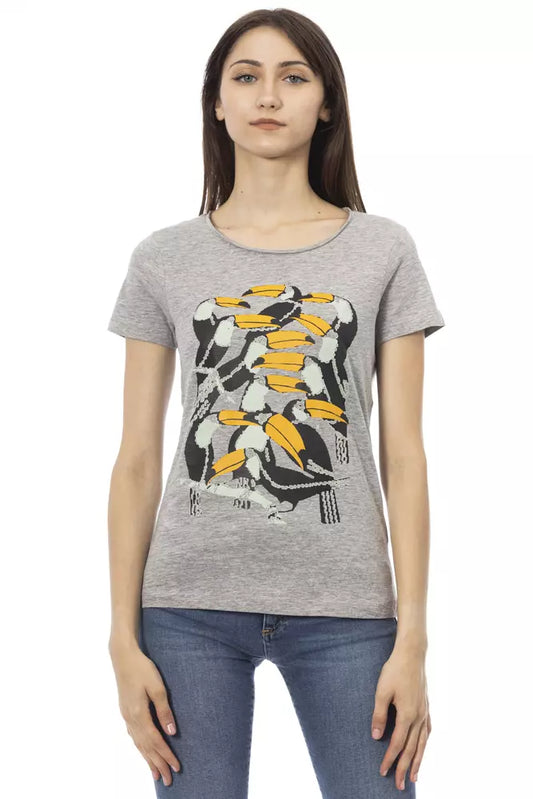 T-shirt da donna Trussardi Action in cotone grigio