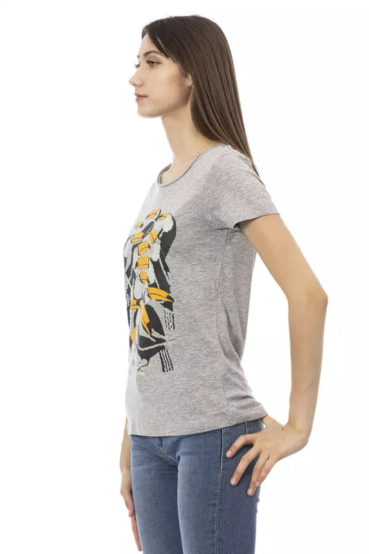 T-shirt da donna Trussardi Action in cotone grigio