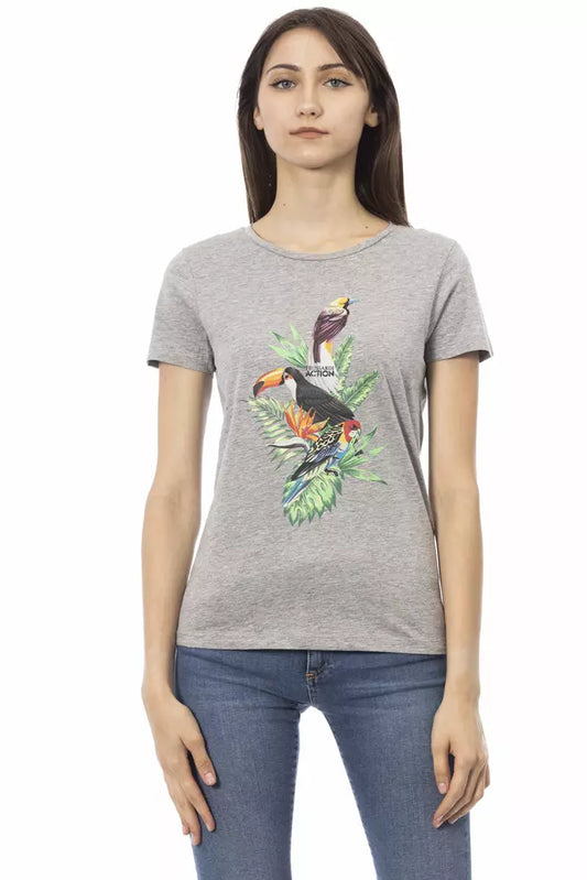T-shirt da donna Trussardi Action in cotone grigio