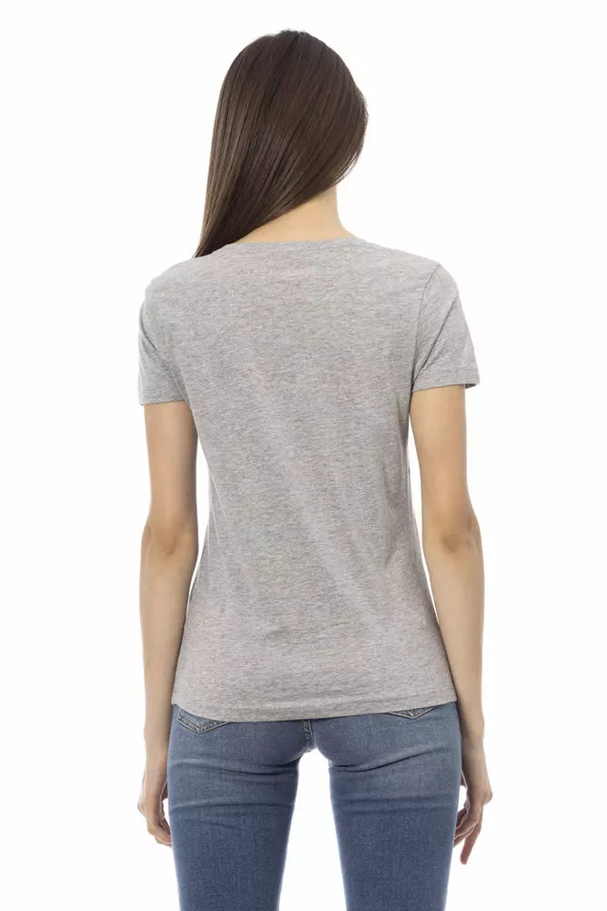 T-shirt da donna Trussardi Action in cotone grigio