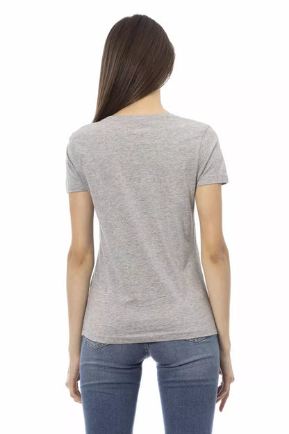 T-shirt da donna Trussardi Action in cotone grigio