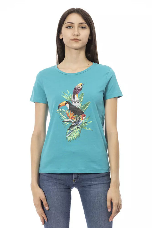 T-shirt da donna in cotone azzurro Trussardi Action