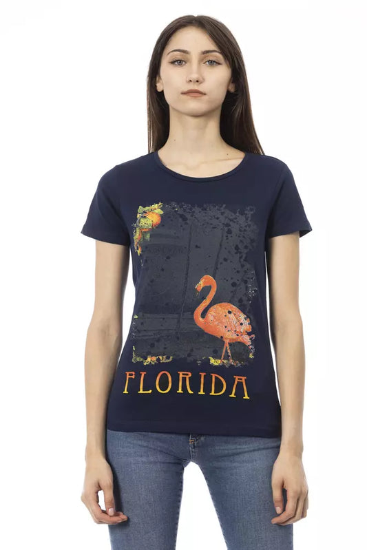T-shirt da donna Trussardi Action in cotone blu