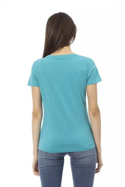 T-shirt da donna in cotone azzurro Trussardi Action