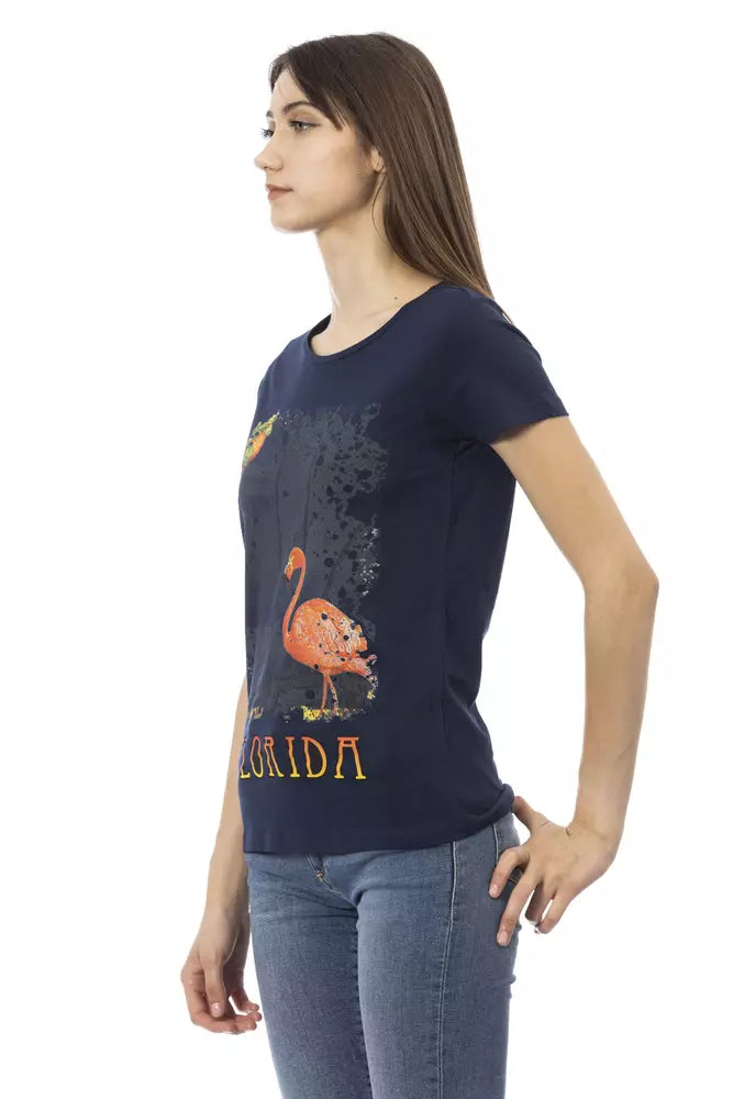 T-shirt da donna Trussardi Action in cotone blu