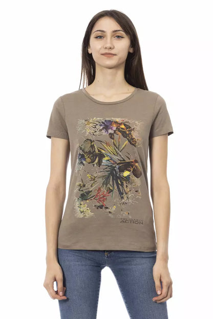 T-shirt da donna in cotone marrone Trussardi Action