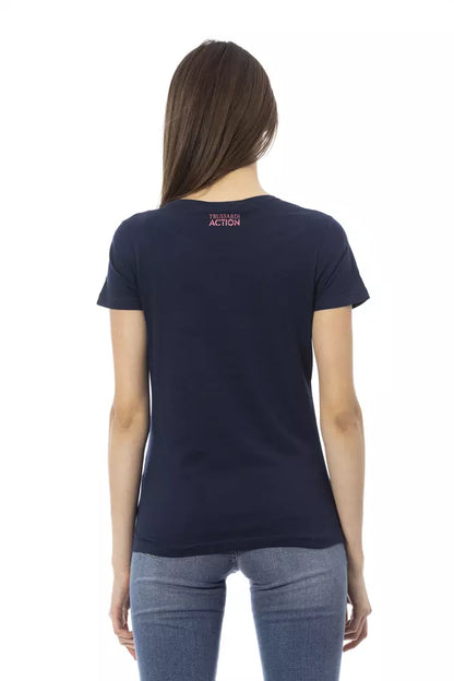 T-shirt da donna Trussardi Action in cotone blu