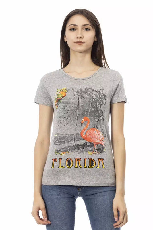 T-shirt da donna Trussardi Action in cotone grigio