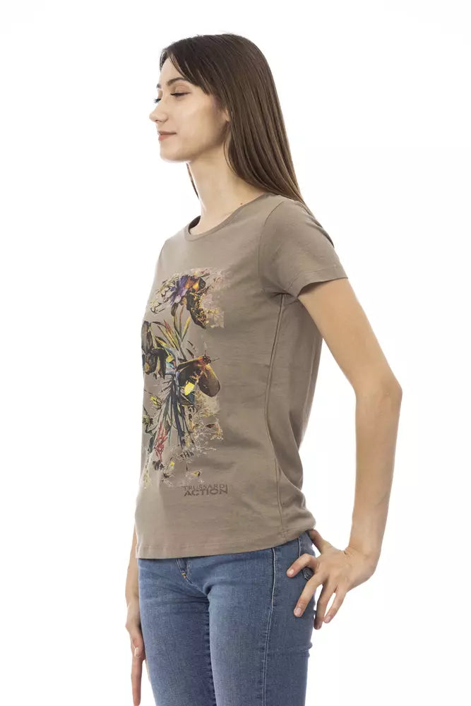 T-shirt da donna in cotone marrone Trussardi Action