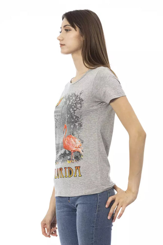 T-shirt da donna Trussardi Action in cotone grigio