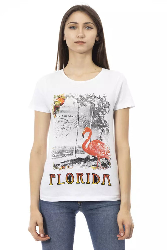 T-shirt da donna Trussardi Action in cotone bianco