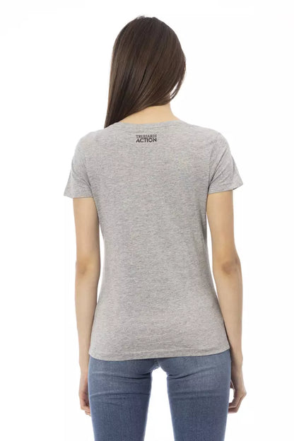 T-shirt da donna Trussardi Action in cotone grigio