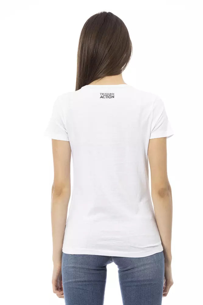 T-shirt da donna Trussardi Action in cotone bianco