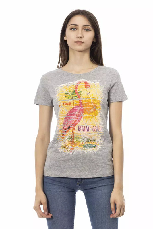T-shirt da donna Trussardi Action in cotone grigio