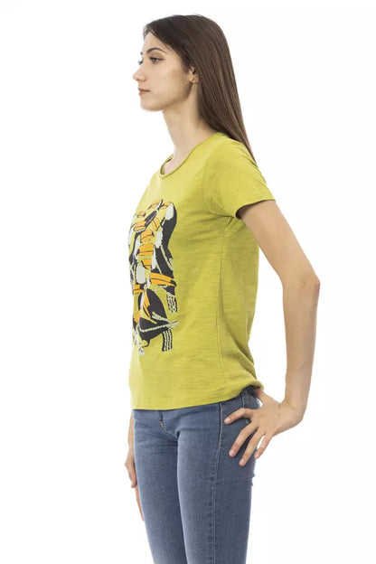 T-shirt da donna in cotone verde Trussardi Action