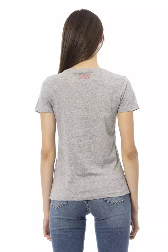 T-shirt da donna Trussardi Action in cotone grigio