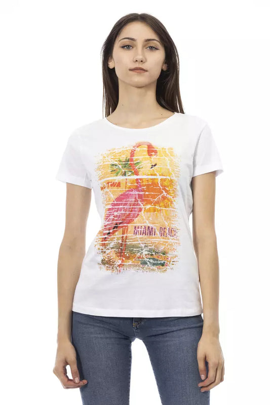 T-shirt da donna Trussardi Action in cotone bianco