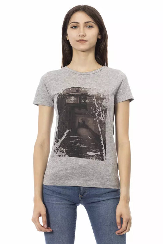 T-shirt da donna Trussardi Action in cotone grigio
