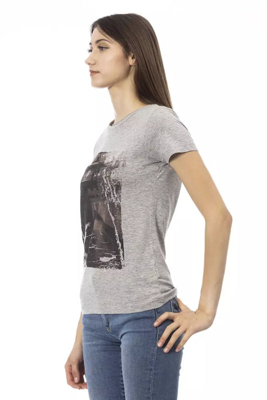 T-shirt da donna Trussardi Action in cotone grigio
