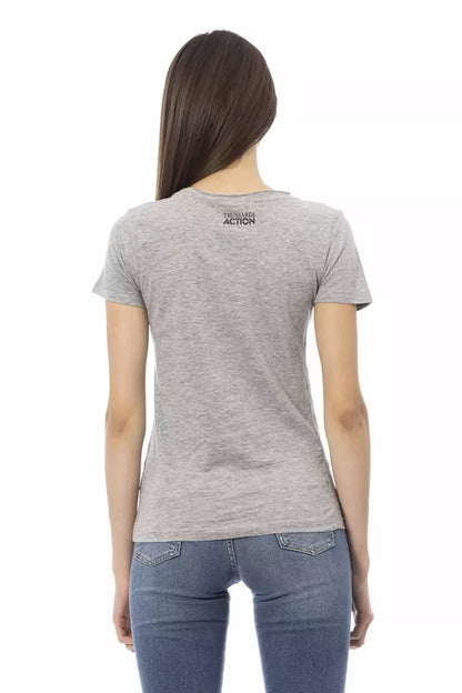 T-shirt da donna Trussardi Action in cotone grigio