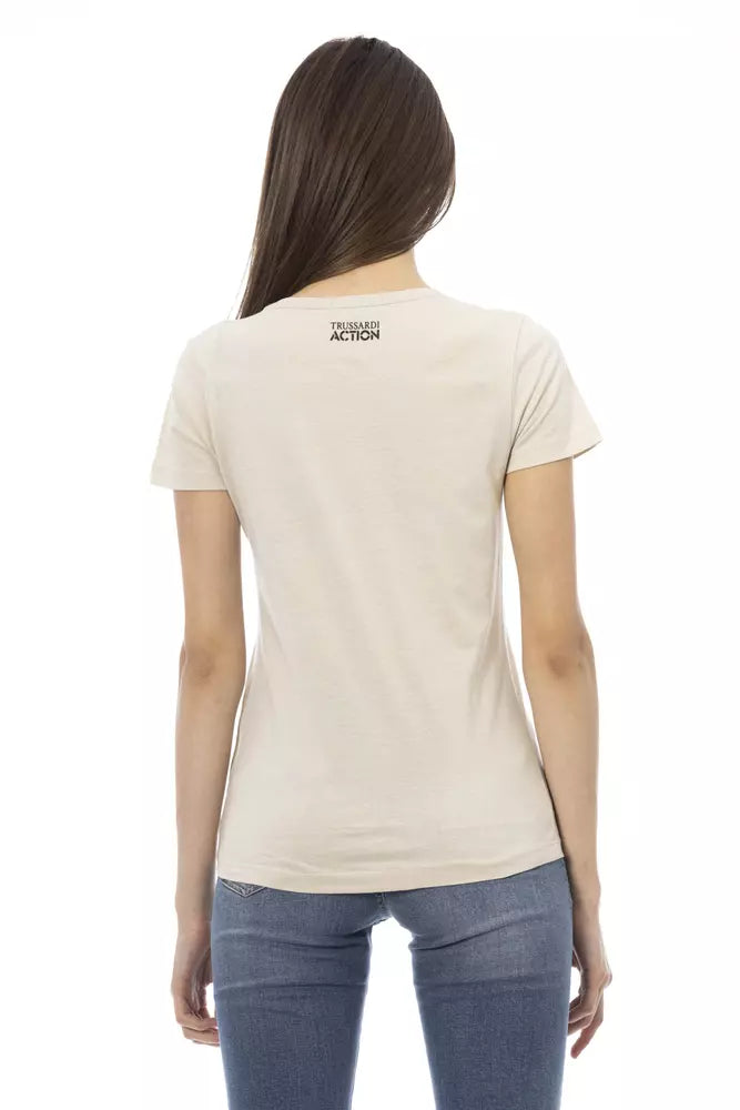 T-shirt da donna Trussardi Action in cotone beige
