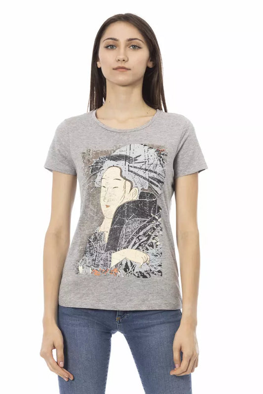 T-shirt da donna Trussardi Action in cotone grigio