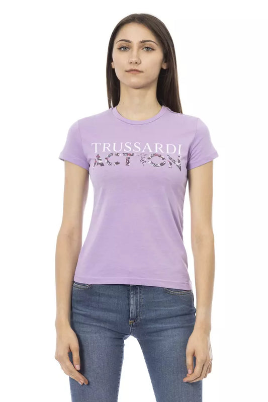 T-shirt da donna Trussardi Action in cotone viola