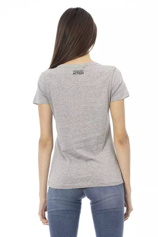 T-shirt da donna Trussardi Action in cotone grigio
