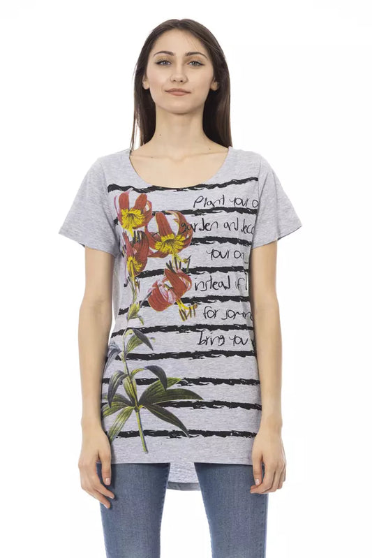 T-shirt da donna Trussardi Action in cotone grigio