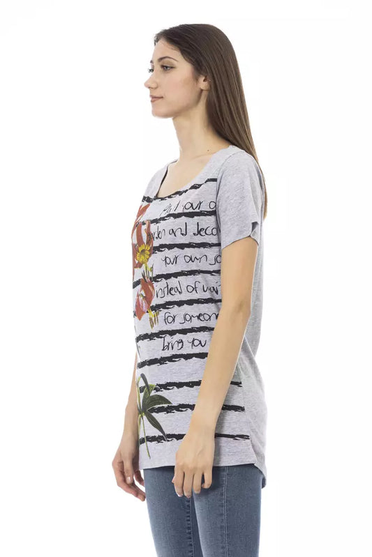 T-shirt da donna Trussardi Action in cotone grigio