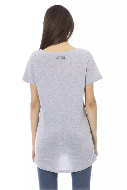 T-shirt da donna Trussardi Action in cotone grigio