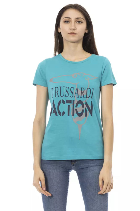 T-shirt da donna in cotone azzurro Trussardi Action