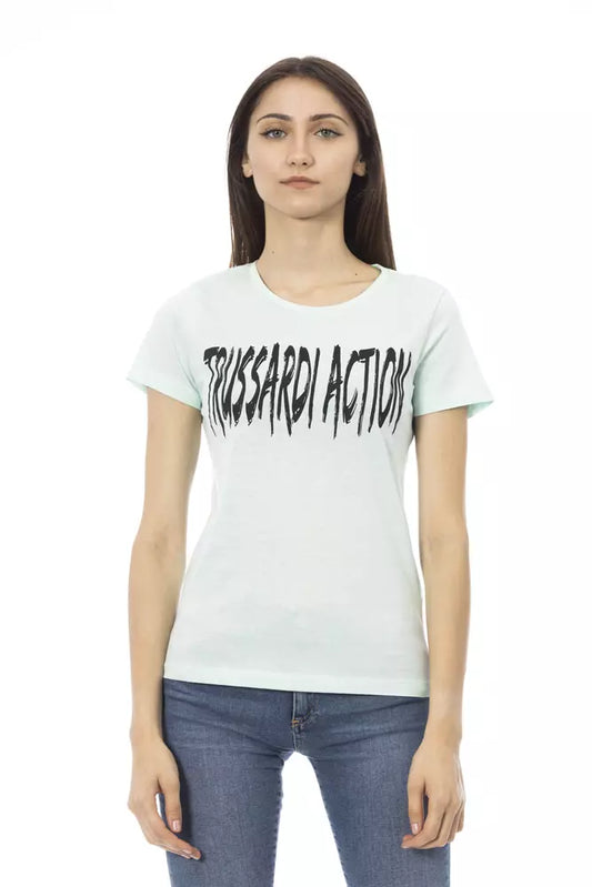 T-shirt da donna in cotone azzurro Trussardi Action
