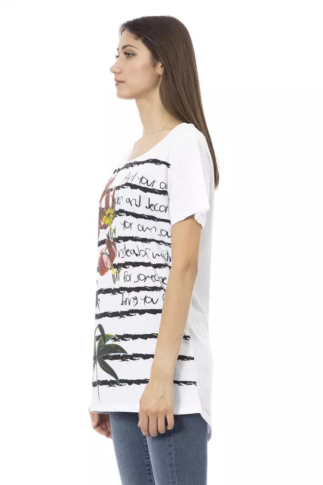 T-shirt da donna Trussardi Action in cotone bianco