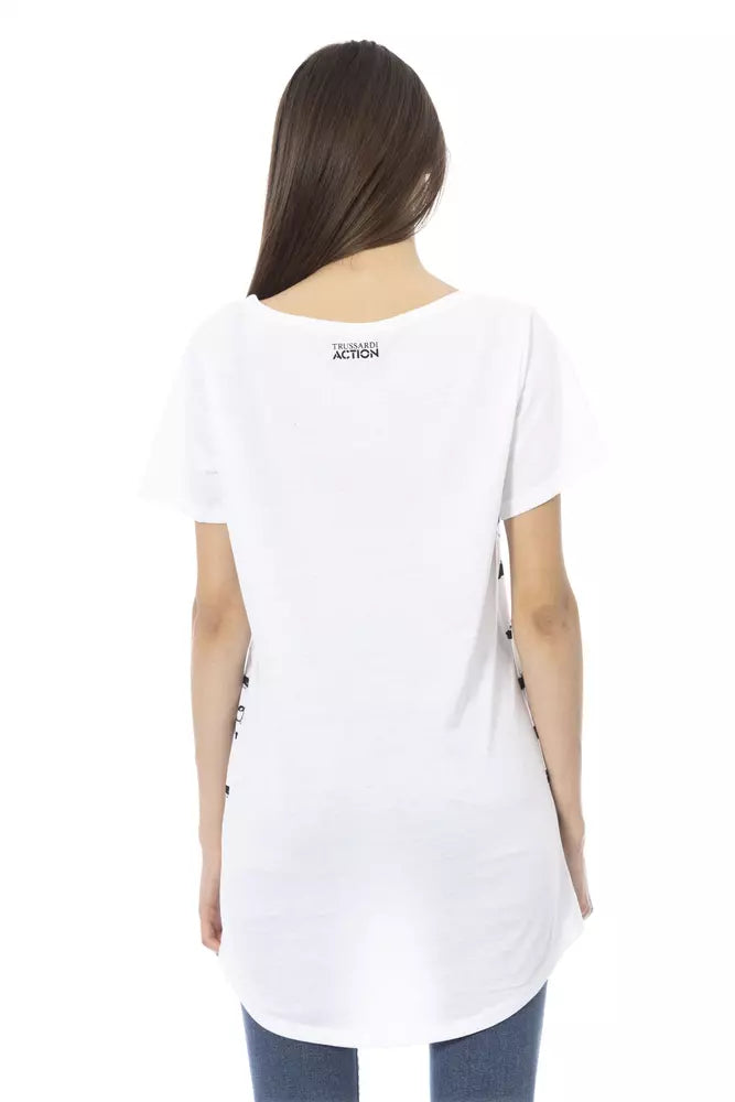 T-shirt da donna Trussardi Action in cotone bianco