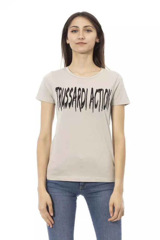T-shirt da donna Trussardi Action in cotone beige