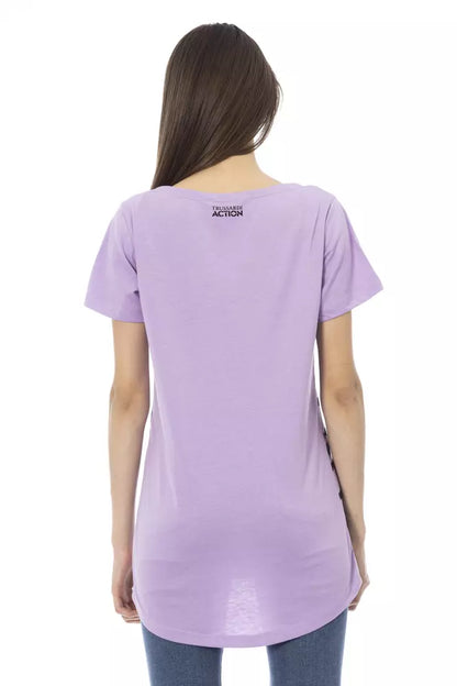 T-shirt da donna Trussardi Action in cotone viola