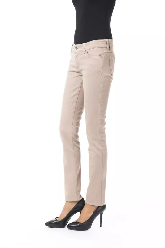 Pantaloni da donna BYBLOS in cotone beige con catena da tasca posteriore