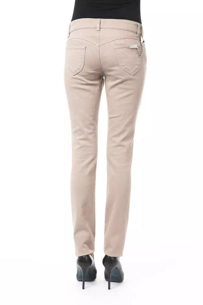 Pantaloni da donna BYBLOS in cotone beige con catena da tasca posteriore