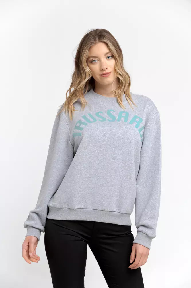 Felpa da donna in cotone grigio Trussardi